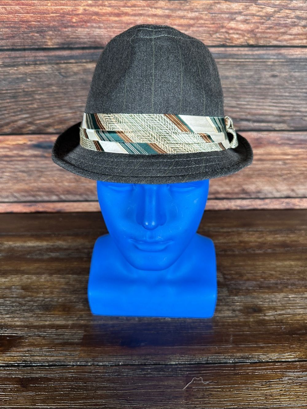Goorin Bros Grey Fedora with Green pinstripes and silk band!